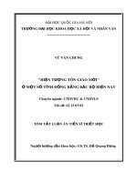 Tóm tắt Luận án Tiến sĩ Triết học: Hiện tượng tôn giáo mới ở một số tỉnh đồng bằng Bắc Bộ hiện nay