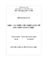 Tóm tắt Luận án Tiến sĩ Tâm lý học: Mạt - na thức của Phật giáo từ góc nhìn tâm lý học