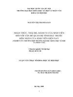 Tóm tắt Luận văn Thạc sĩ Xã hội học: Nhận thức, thái độ, hành vi của sinh viên đối với vấn đề quan hệ tình dục trước hôn nhân của sinh viên hiện nay