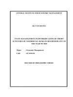 Doctor of philosophy thesis: State manamgement in diversification of credit activities of commercial banks in Hochiminh city to the year of 2020