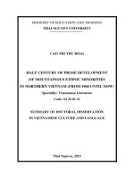 Dissertation summary: Half Century of Prose Development of Mountainous Ethnic Minorities in Northern Vietnam (From 1960 Until Now)