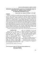 Research on behavior and delay in seeking health services of tuberculosis patients at Namdinh province in 2013
