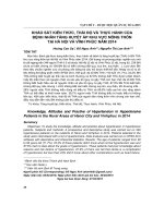 Khảo sát kiến thức, thái độ, thực hành của bệnh nhân tăng huyết áp khu vực nông thôn tại Hà Nội và Vĩnh Phúc năm 2014