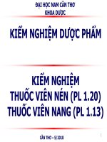 Bài giảng Kiểm nghiệm dược phẩm - Kiểm nghiệm thuốc viên nén (PL1.20) thuốc viên nang (PL 1.13)