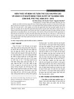 Kiến thức về bệnh và tuân thủ các khuyến cáo về hành vi ở người bệnh tăng huyết áp tại bệnh viện Cẩm Khê, Phú Thọ, năm 2015 - 2016