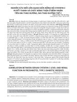 Nghiên cứu mối liên quan giữa nồng độ Cystatin C huyết thanh và chức năng thận ở bệnh nhân tiền đái tháo đường, đái tháo đường thể 2