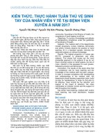 Kiến thức, thực hành tuân thủ vệ sinh tay của nhân viên y tế tại Bệnh viện Xuyên Á năm 2017