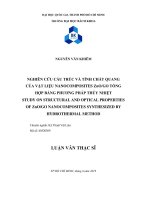 Nghiên cứu cấu trúc và tính chất quang của vật liệu nanocomposites ZnO/GO tổng hợp bằng phương pháp thủy nhiệt