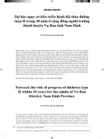 Dự báo nguy cơ tiến triển bệnh đái tháo đường tuýp ii trong 10 năm ở cộng đồng người trưởng thành huyện vụ bản tỉnh Nam Định