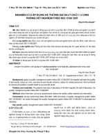 Nghiên cứu áp dụng hệ thống quản lý chất lượng phòng xét nghiệm theo ISO 15189:2007