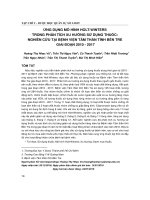 Ứng dụng mô hình Holt-Winters trong phân tích xu hướng sử dụng thuốc: Nghiên cứu tại Bệnh viện Tâm thần tỉnh Bến Tre giai đoạn 2010-2017
