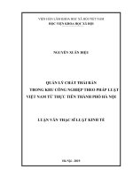 Quản lý chất thải rắn trong khu công nghiệp theo pháp luật Việt Nam từ thực tiễn Thành phố Hà Nội (Luận văn thạc sĩ)