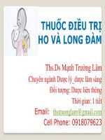 Bài giảng Thuốc điều trị ho và long đàm - ThS.DS Mạnh Trường Lâm
