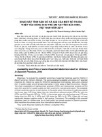 Khảo sát tính sẵn có và giá của một số thuốc thiết yếu dùng cho trẻ em tại tỉnh Bắc Ninh, Việt Nam năm 2014