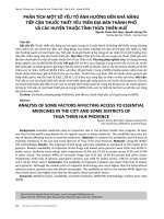 Phân tích một số yếu tố ảnh hưởng đến khả năng tiếp cận thuốc thiết yếu trên địa bàn thành phố và các huyện thuộc tỉnh Thừa Thiên Huế