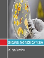 Bài giảng Dinh dưỡng và tăng trưởng của vi khuẩn - ThS. Phạm Thị Lan Thanh