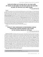 Khảo sát năng lực và mức độ tự tin thực hiện kỹ thuật chuyên môn của đội ngũ chăm sóc sức khỏe ban đầu tại một số tỉnh miền Trung Việt Nam