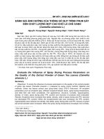 Đánh giá ảnh hưởng của thông số quy trình phun sấy đến chất lượng bột cao khô lá chè xanh