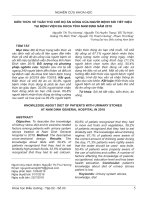 Kiến thức về tuân thủ chế độ ăn uống của người bệnh sỏi tiết niệu tại Bệnh viện Đa khoa tỉnh Nam Định năm 2018