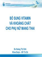 Bài giảng Vitamin và khoáng chất cho phụ nữ mang thai - Ds Hoàng Thị Vinh