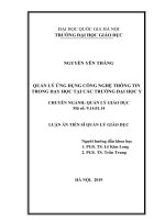 QUẢN lý ỨNG DỤNG CÔNG NGHỆ THÔNG TIN TRONG dạy học tại các TRƯỜNG đại học y tt 