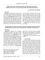 Kiến thức, thực hành dinh dưỡng của học sinh tại một số trường trung học cơ sở huyện Vụ Bản tỉnh Nam Định năm 2017