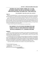 Nghiên cứu hoạt động thông tin, tư vấn sử dụng thuốc tại các cơ sở bán lẻ thuốc trên địa bàn Thành phố Biên Hòa, tỉnh Đồng Nai