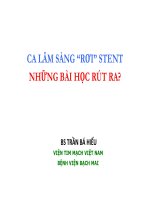 Ca lâm sàng rơi stent những bài học rút ra?  - BS, Trần Bá Hiếu