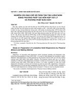 Nghiên cứu bào chế hệ phân tán rắn loratadin bằng phương pháp tạo hỗn hợp vật lý và phương pháp đun chảy