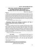 Kiến thức, thái độ về bệnh đái tháo đường của bệnh nhân đái tháo đường týp 2 tại Bệnh viện Đa khoa Nông nghiệp năm 2016