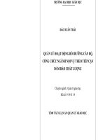 QUẢN lý HOẠT ĐỘNG bồi DƯỠNG cán bộ, CÔNG CHỨC NGÀNH nội vụ THEO TIẾP cận đảm bảo CHẤT LƯỢNG tt 