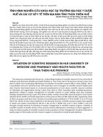 Tình hình nghiên cứu khoa học tại trường Đại học Y dược Huế và các cơ sở y tế trên địa bàn tỉnh Thừa Thiên Huế