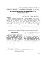 Determination of lansoprazole in dog plasma using reversed phase high performance liquid chromatography