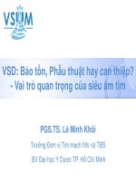 Bài giảng VSD bảo tồn, phẫu thuật hay can thiệp? - Vai trò quan trọng của siêu âm tim