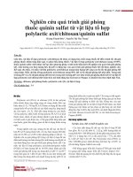 Nghiên cứu quá trình giải phóng thuốc quinin sulfat từ vật liệu tổ hợp polylactic axit/chitosan/quinin sulfat