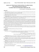 Khảo sát tình trạng dinh dưỡng của bệnh nhân đặt sonde dạ dày nuôi ăn tại Bệnh viện Nguyễn Đình Chiểu Bến Tre