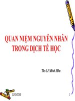 Bài giảng Dịch tễ học: Quan niệm nguyên nhân trong dịch tễ học - ThS. Lê Minh Hữu