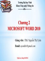 Bài giảng Chương 2: Microsoft word 2010 - ThS. Nguyễn Thị Uyên