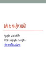 Bài giảng Tin học đại cương: Bài 4 - Nguyễn Mạnh Hiển