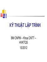 Bài giảng Bộ môn Công nghệ phần mềm - Bài 6: Kỹ thuật lập trình