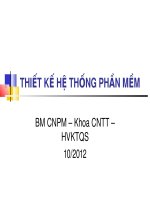 Bài giảng Bộ môn Công nghệ phần mềm - Bài 4: Thiết kế hệ thống phần mềm