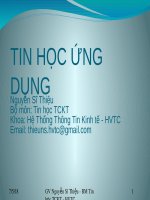 Bài giảng Tin học ứng dụng: Chương 1 - Nguyễn Sĩ Thiệu