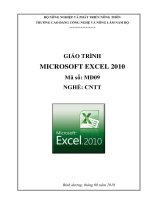 Giáo trình Microsoft Excel 2010 - CĐ Công nghệ và Nông Lâm Nam Bộ