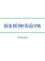 Bài giảng HTML – DHTML - Javascript (Thiết kế Web): Bài 8 - Lê Quang Lợi