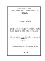 Xóa đói giảm nghèo trong quá trình tăng trưởng kinh tế ở bắc giang 