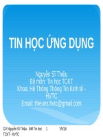Bài giảng Tin học ứng dụng: Chương 3 - Nguyễn Sĩ Thiệu