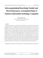 Intra-organizational knowledge transfer and firm Performance: An empirical study of Vietnam’s information technology companies