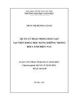 Quản lý hoạt động đào tạo tại viện khoa học hàng không trong bối cảnh hiện nay 