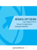 Bài giảng Kỹ năng sử dụng CNTT cơ bản: Mô đun 01 - ThS. Nguyễn Quốc Sử