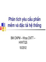 Bài giảng Bộ môn Công nghệ phần mềm - Bài 2: Phân tích yêu cầu phần mềm và đặc tả hệ thống